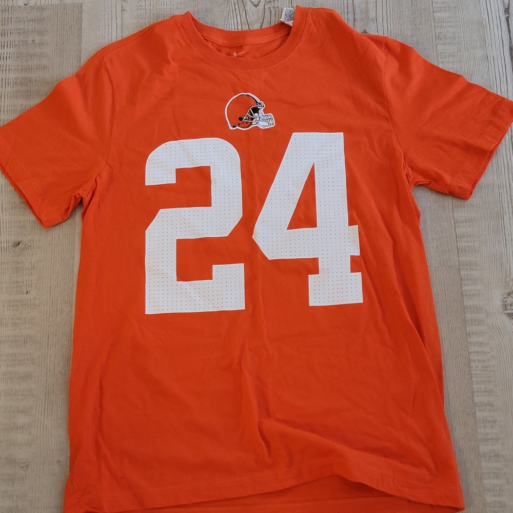 NWT Mens Nike Football Tee Nick Chubb Cleveland Browns Orange Shirt Fandom
